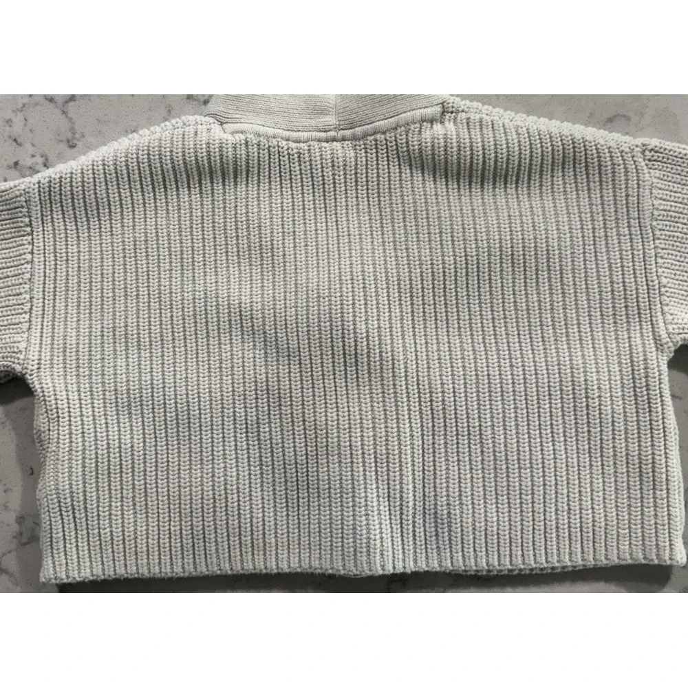 GAP Kids Girls Small 6-7 Ivory Cropped Shaker Knit Button Front Cardigan Sweater